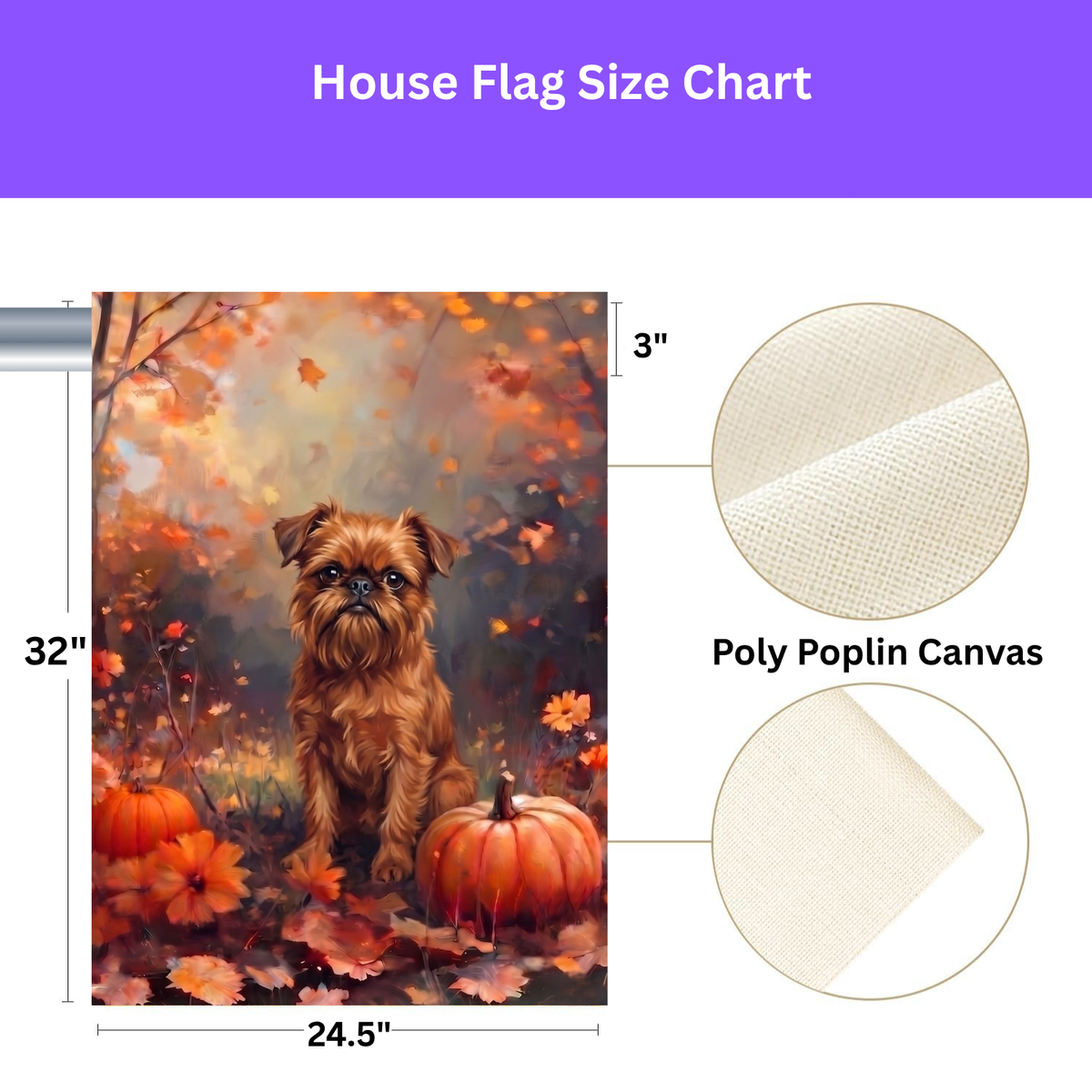 Fall Brussels Griffon With Pumpkins Autumn Garden Flag