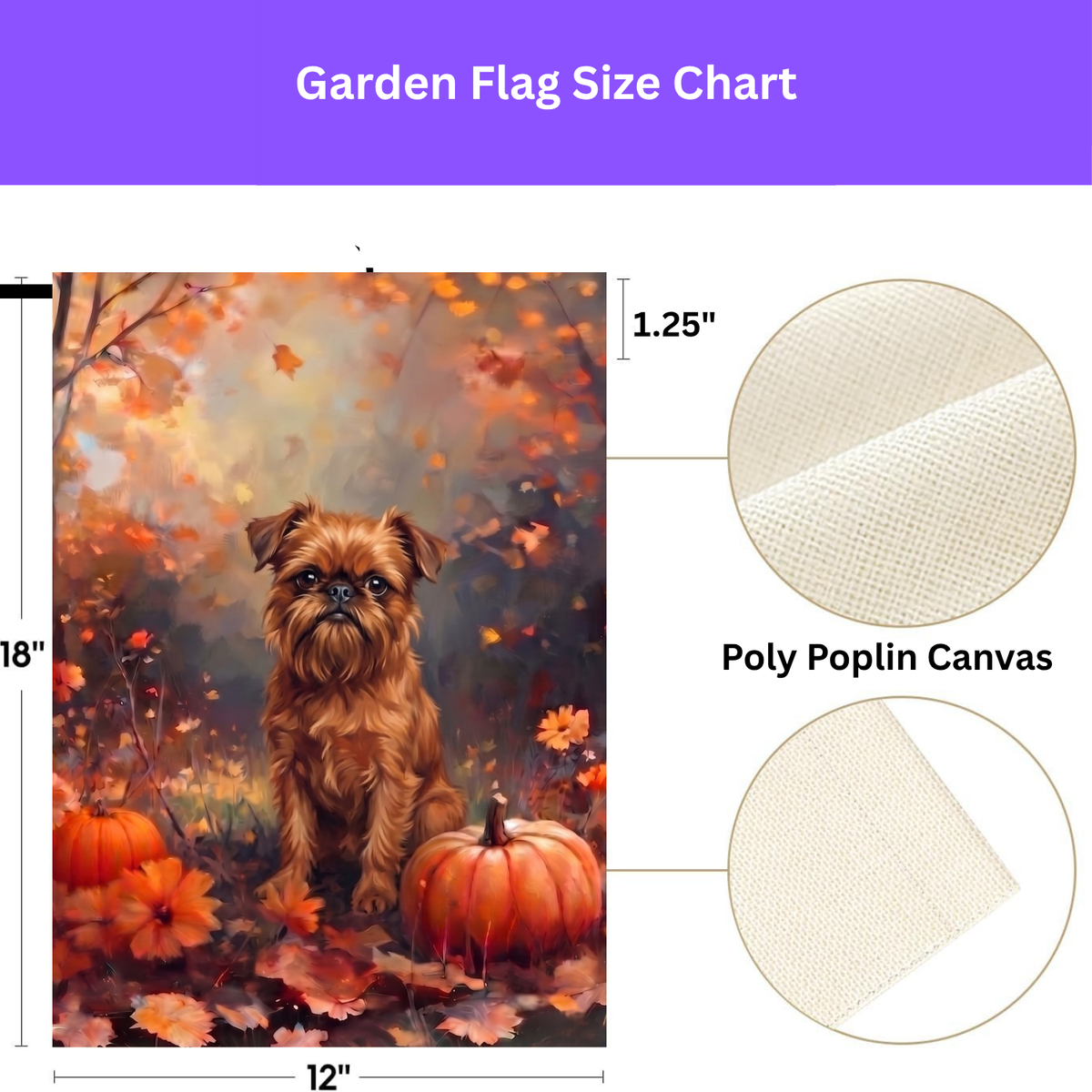 Fall Brussels Griffon With Pumpkins Autumn Garden Flag