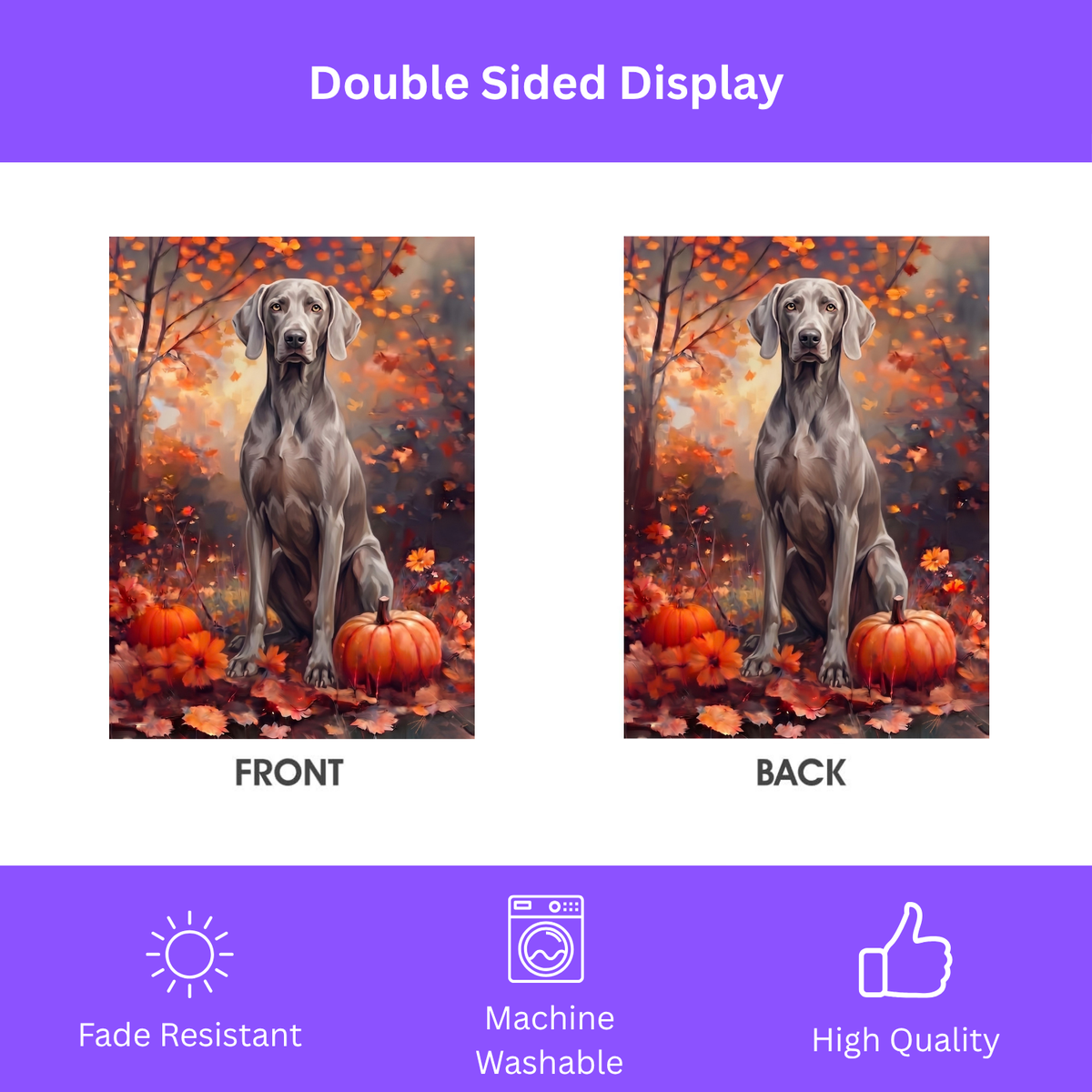 Fall Weimaraner With Pumpkins Autumn Garden Flag
