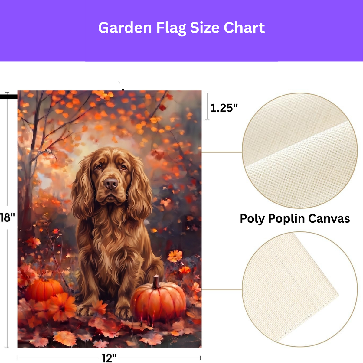 Fall Sussex Spaniel With Pumpkins Autumn Garden Flag