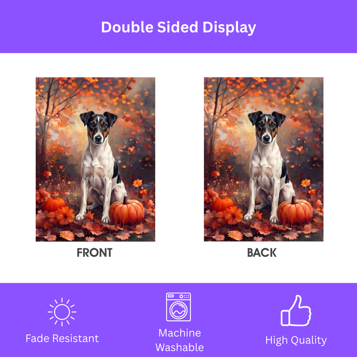 Fall Smooth Fox Terrier With Pumpkins Autumn Garden Flag