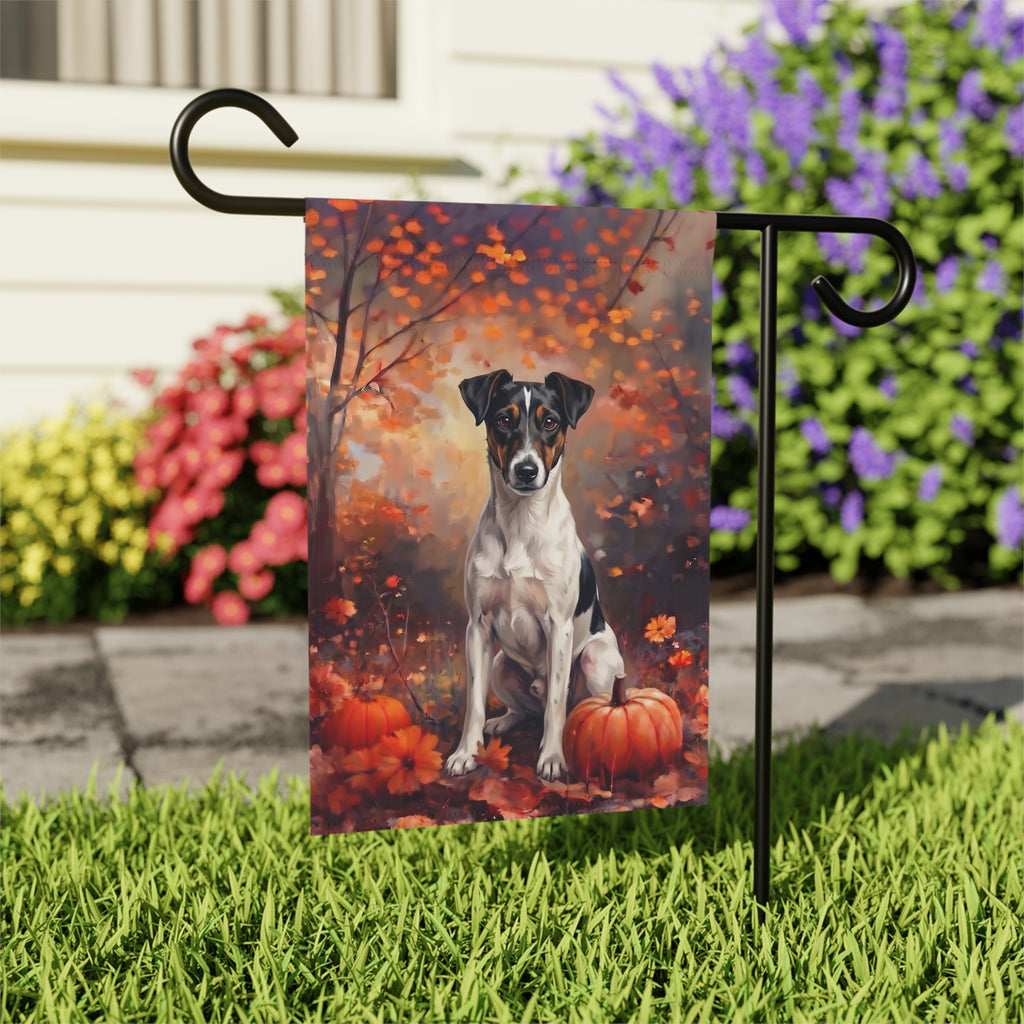 Fall Smooth Fox Terrier With Pumpkins Autumn Garden Flag