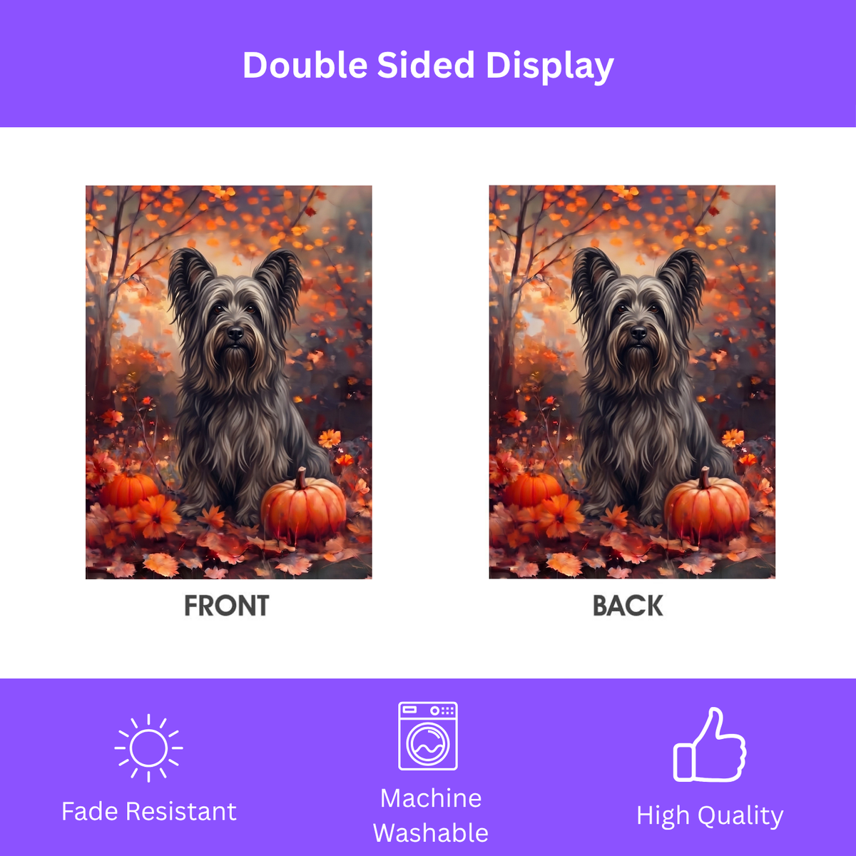 Fall Skye Terrier With Pumpkin Autumn Garden Flag