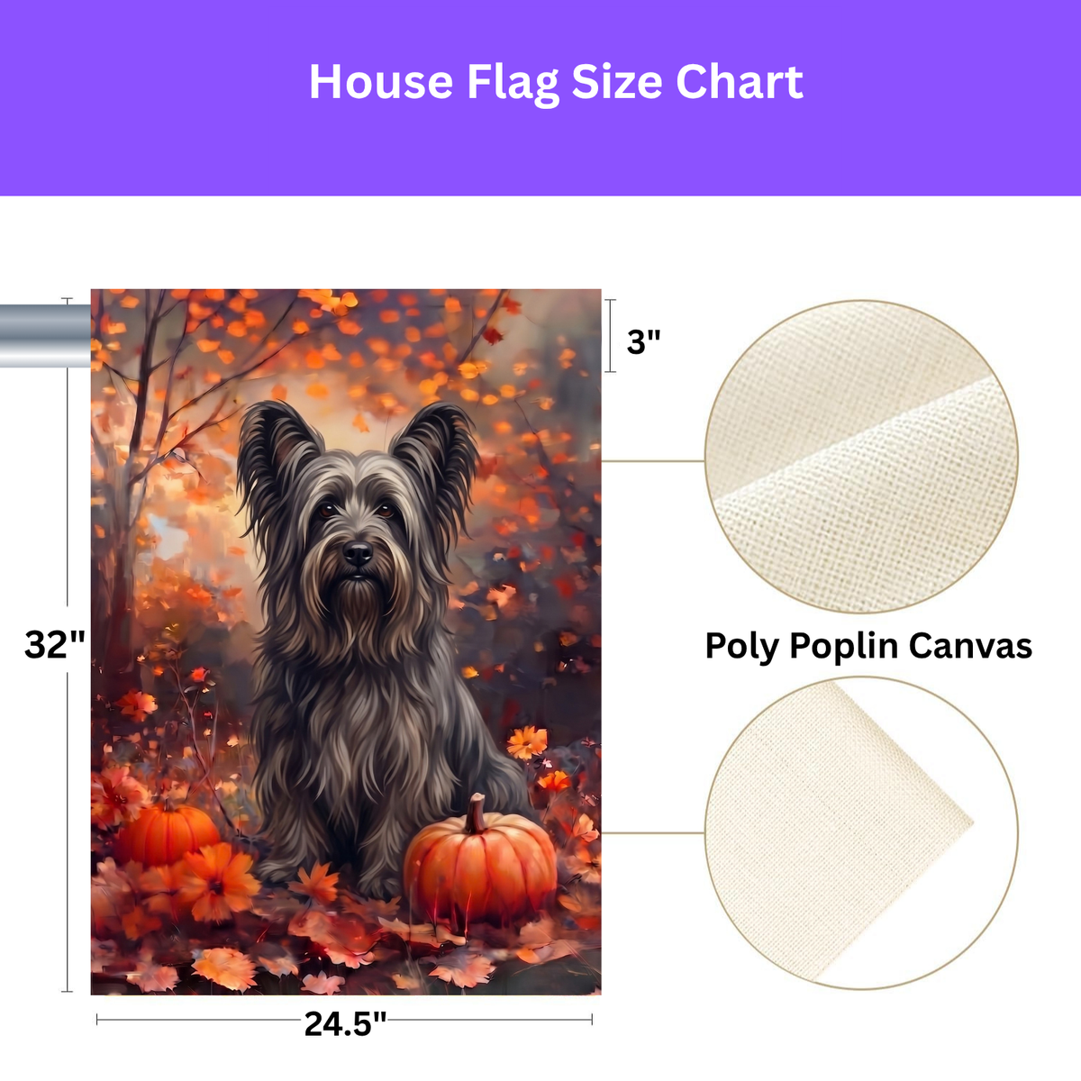 Fall Skye Terrier With Pumpkin Autumn Garden Flag