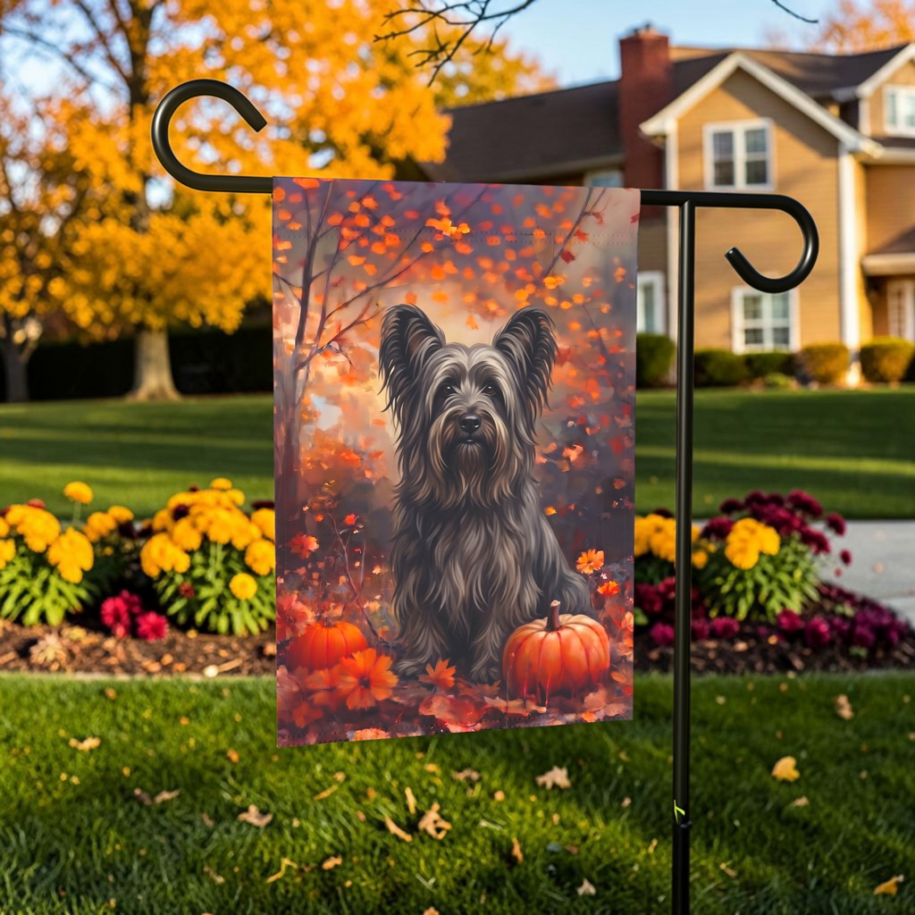 Fall Skye Terrier With Pumpkin Autumn Garden Flag