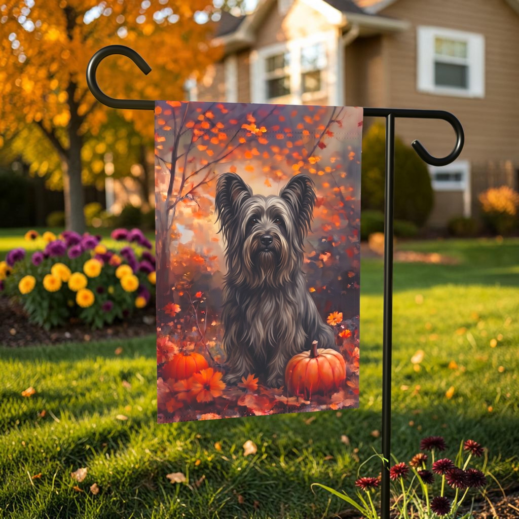 Fall Skye Terrier With Pumpkin Autumn Garden Flag