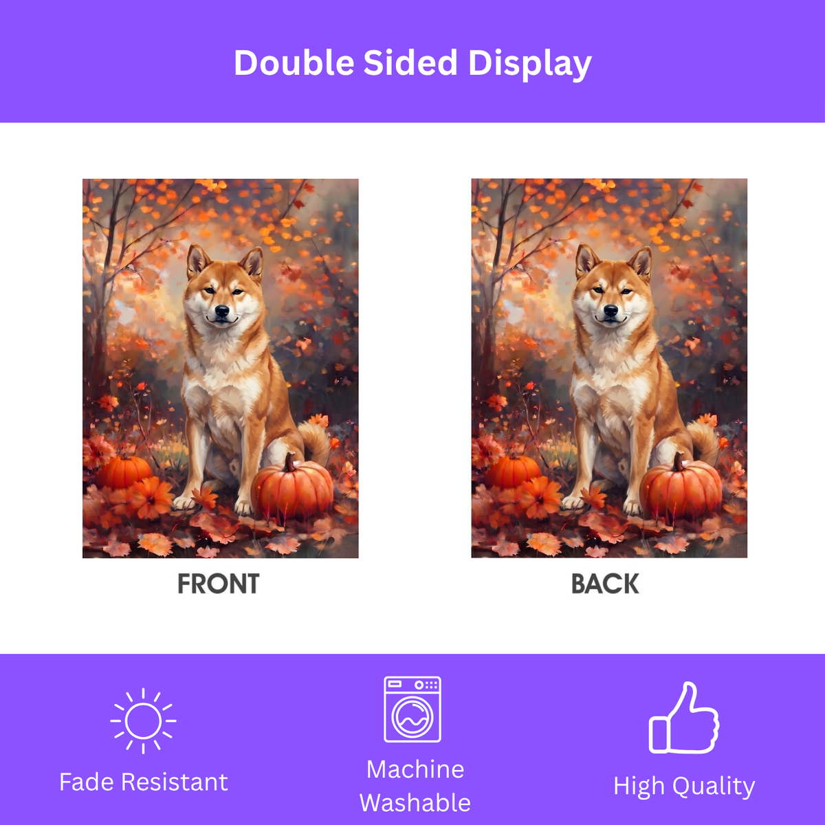 Fall Shiba Inu With Pumpkins Autumn Garden Flag