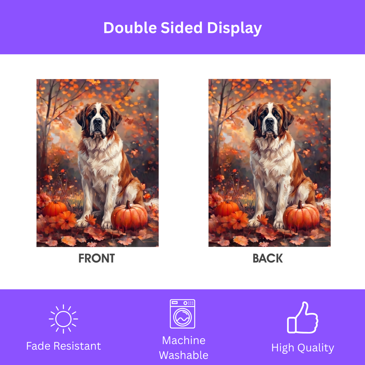 Fall Saint Bernard With Pumpkins Autumn Garden Flag