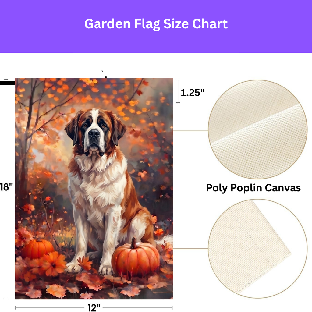 Fall Saint Bernard With Pumpkins Autumn Garden Flag