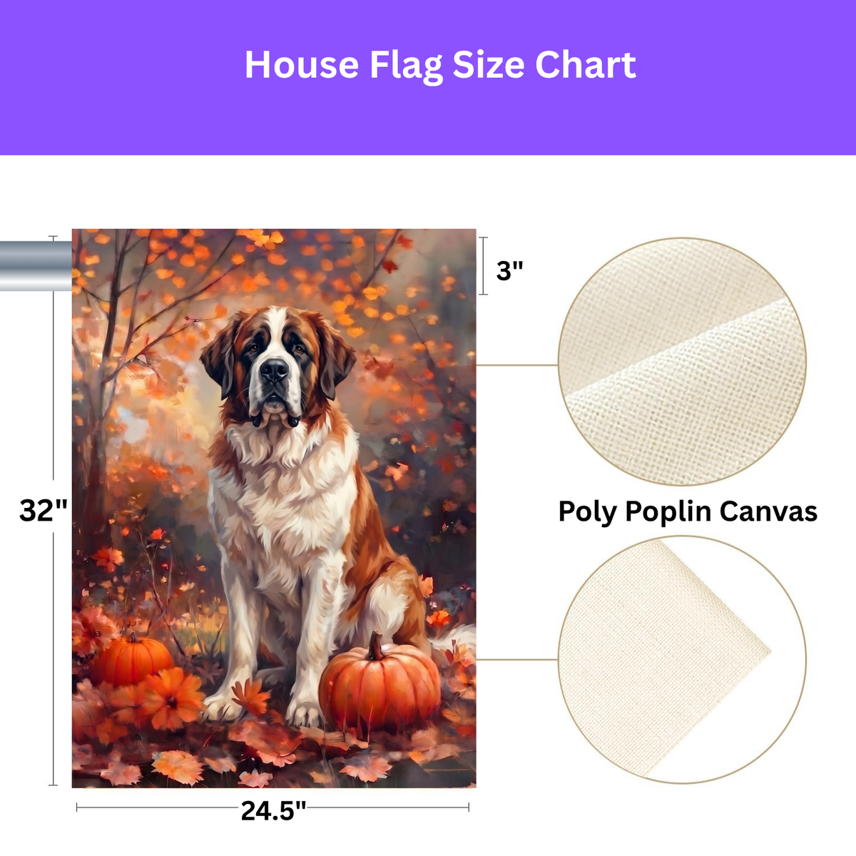Fall Saint Bernard With Pumpkins Autumn Garden Flag