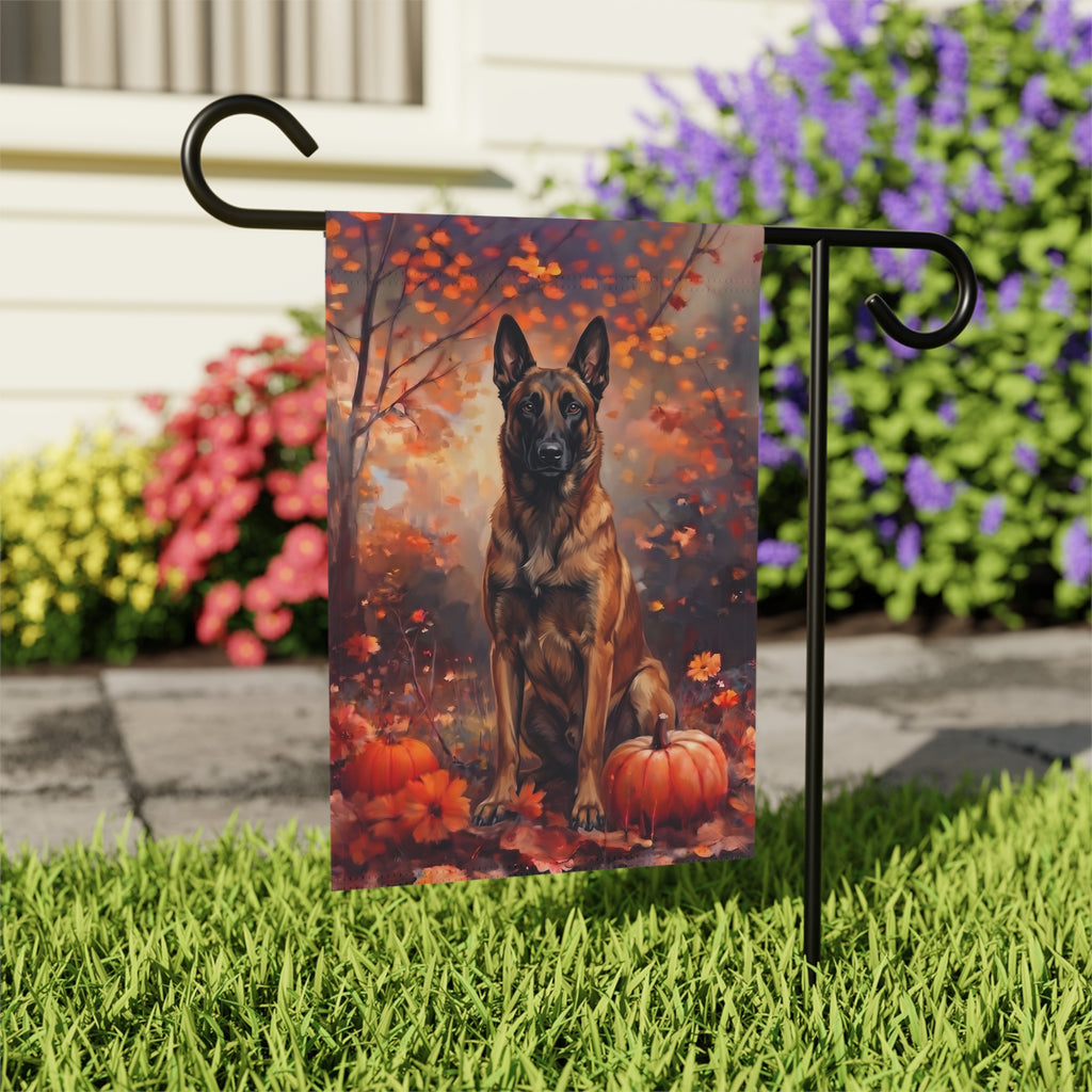 Fall Belgian Malinois With Pumpkins Autumn Garden Flag