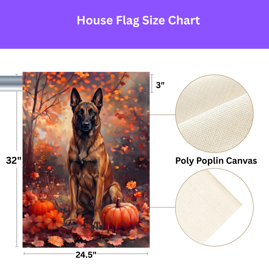 Fall Belgian Malinois With Pumpkins Autumn Garden Flag