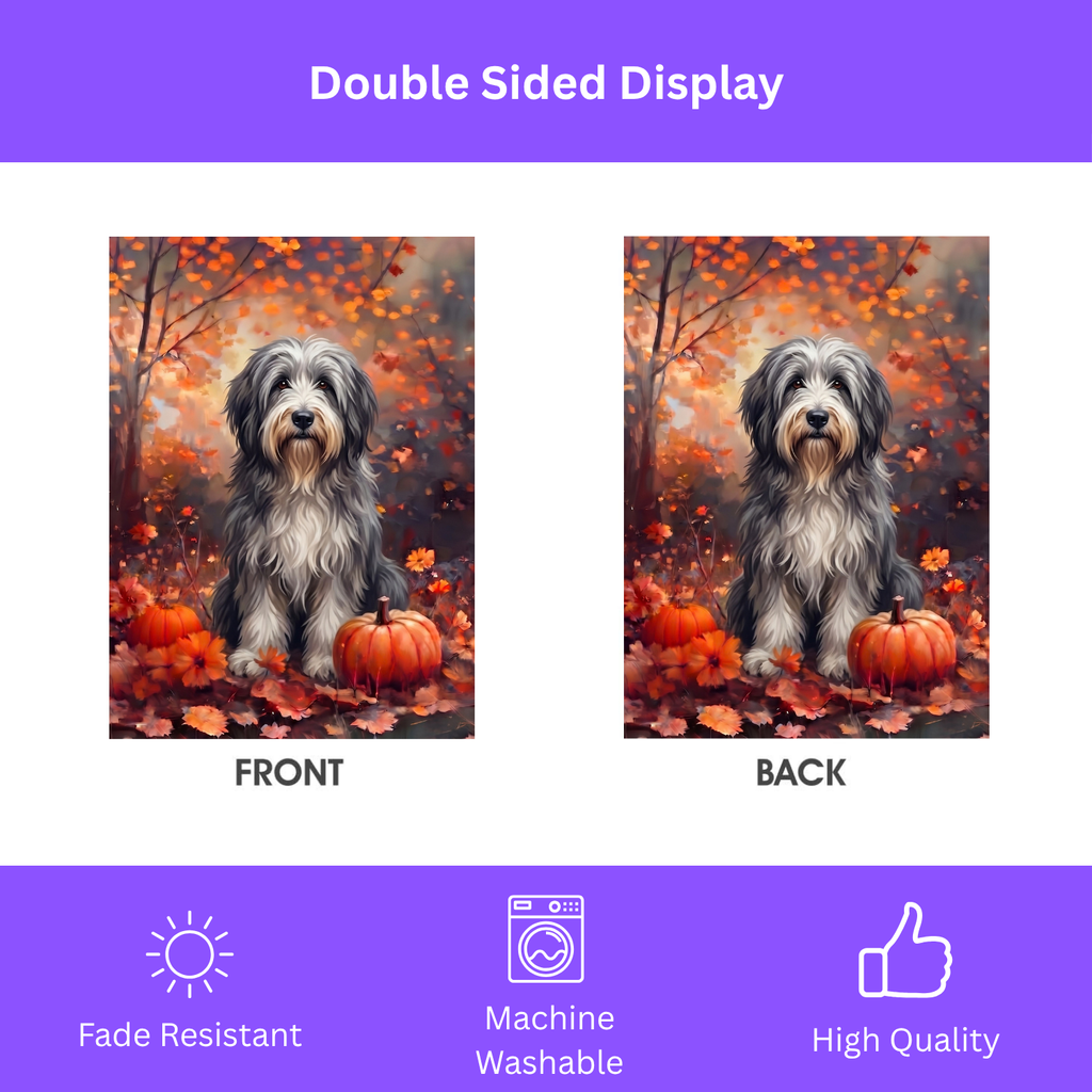 Fall Bearded Collie With Pumpkins Autumn Garden Flag