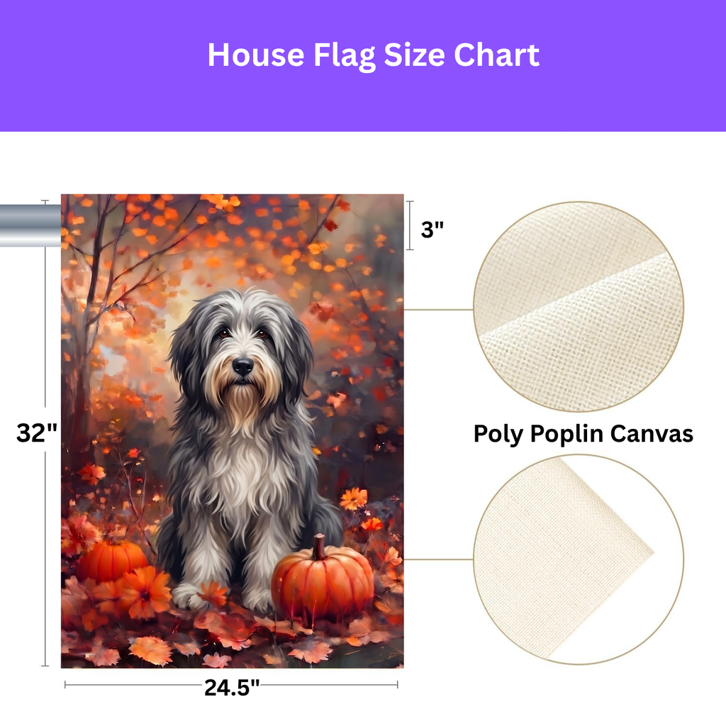 Fall Bearded Collie With Pumpkins Autumn Garden Flag