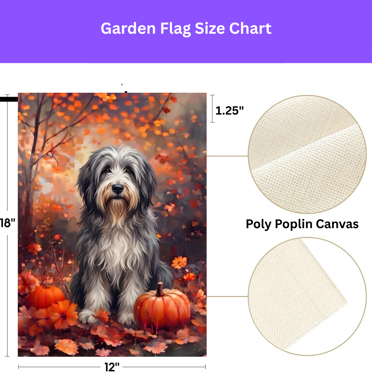 Fall Bearded Collie With Pumpkins Autumn Garden Flag