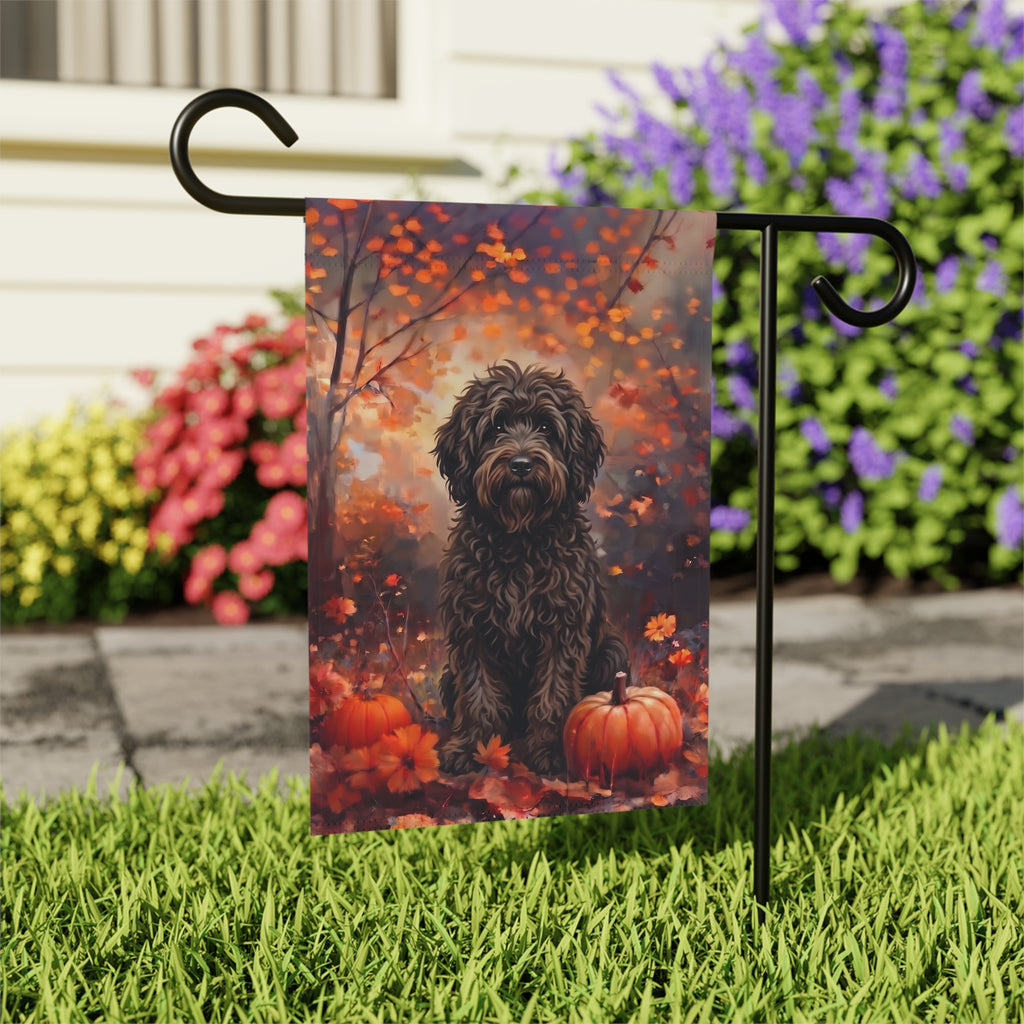 Fall Barbet With Pumpkins Autumn Garden Flag