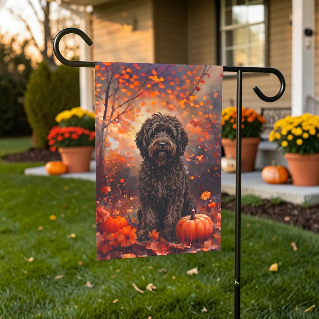 Fall Barbet With Pumpkins Autumn Garden Flag