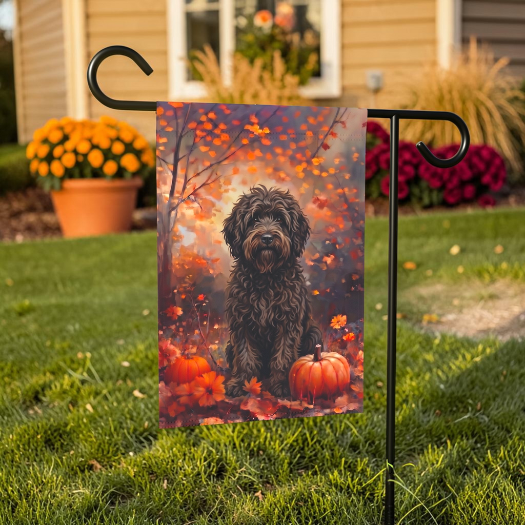 Fall Barbet With Pumpkins Autumn Garden Flag
