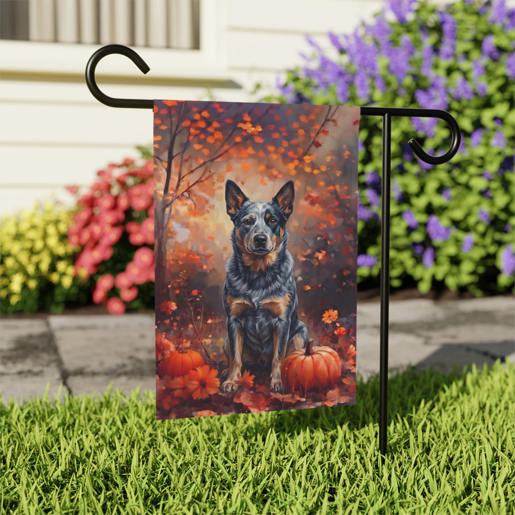 Fall Australian Cattle Dog With Pumpkins Autumn Garden Flag