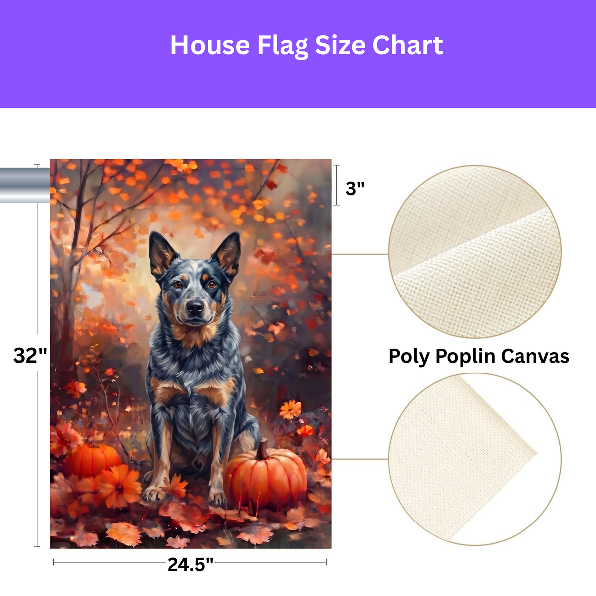 Fall Australian Cattle Dog With Pumpkins Autumn Garden Flag