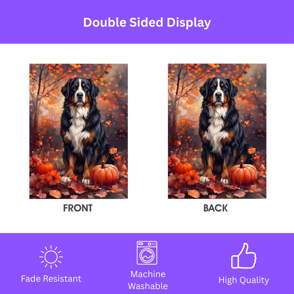 Fall Bernese Mountain Dog With Pumpkins Autumn Garden Flag