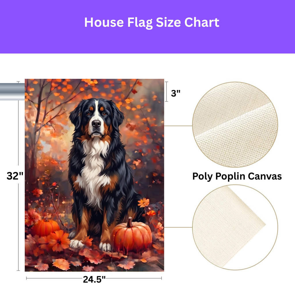 Fall Bernese Mountain Dog With Pumpkins Autumn Garden Flag