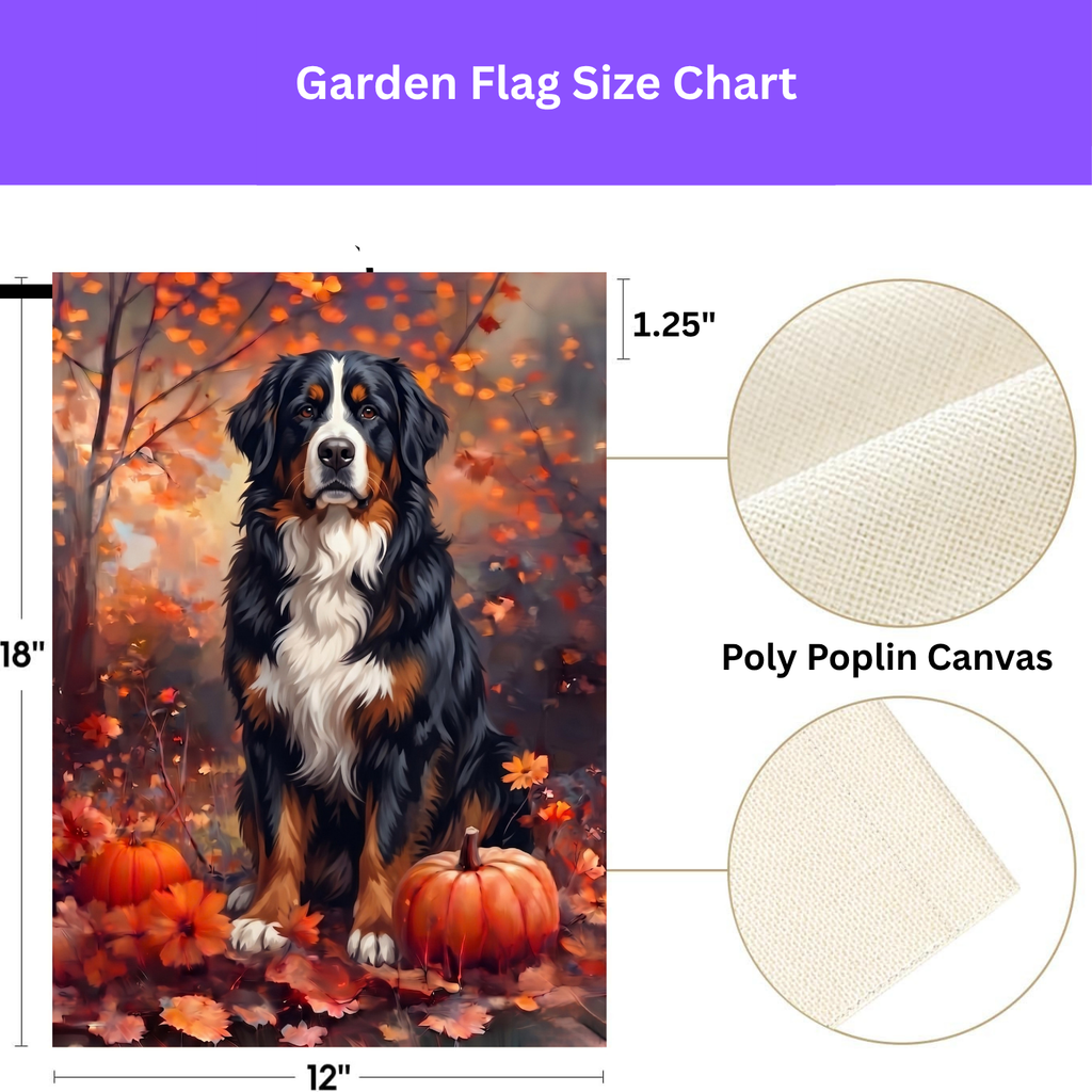 Fall Bernese Mountain Dog With Pumpkins Autumn Garden Flag