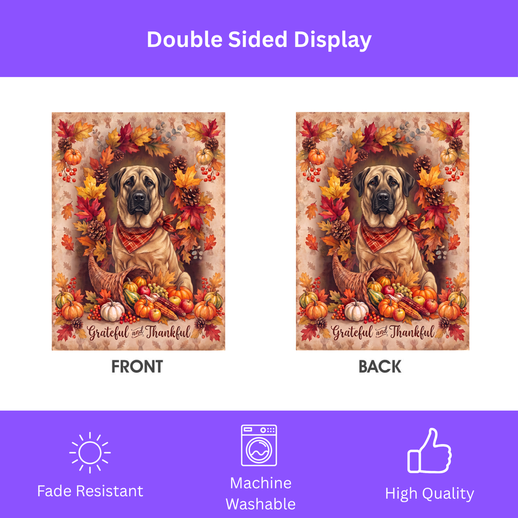 Grateful and Thankful Anatolian Shepherd Thanksgiving Garden Flag