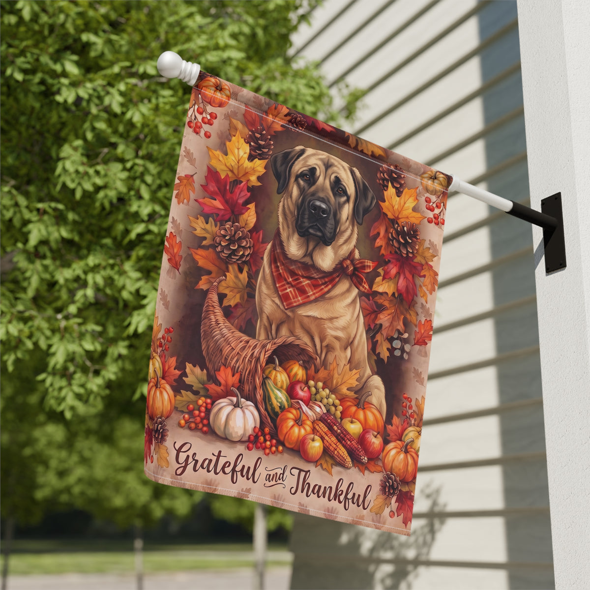 Grateful and Thankful Anatolian Shepherd Thanksgiving Garden Flag