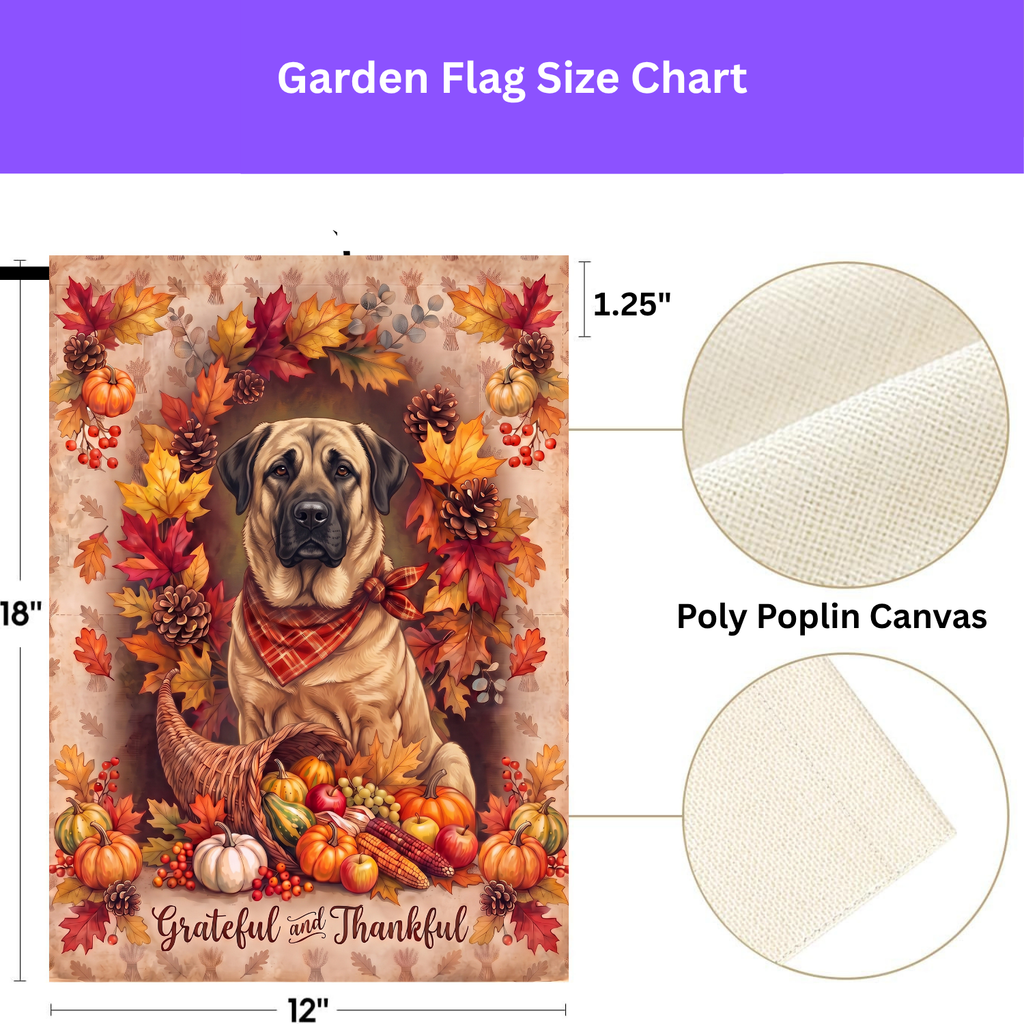 Grateful and Thankful Anatolian Shepherd Thanksgiving Garden Flag