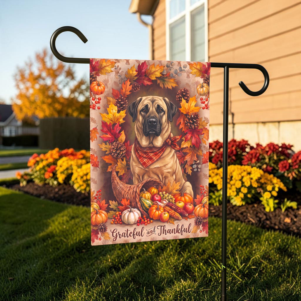 Grateful and Thankful Anatolian Shepherd Thanksgiving Garden Flag
