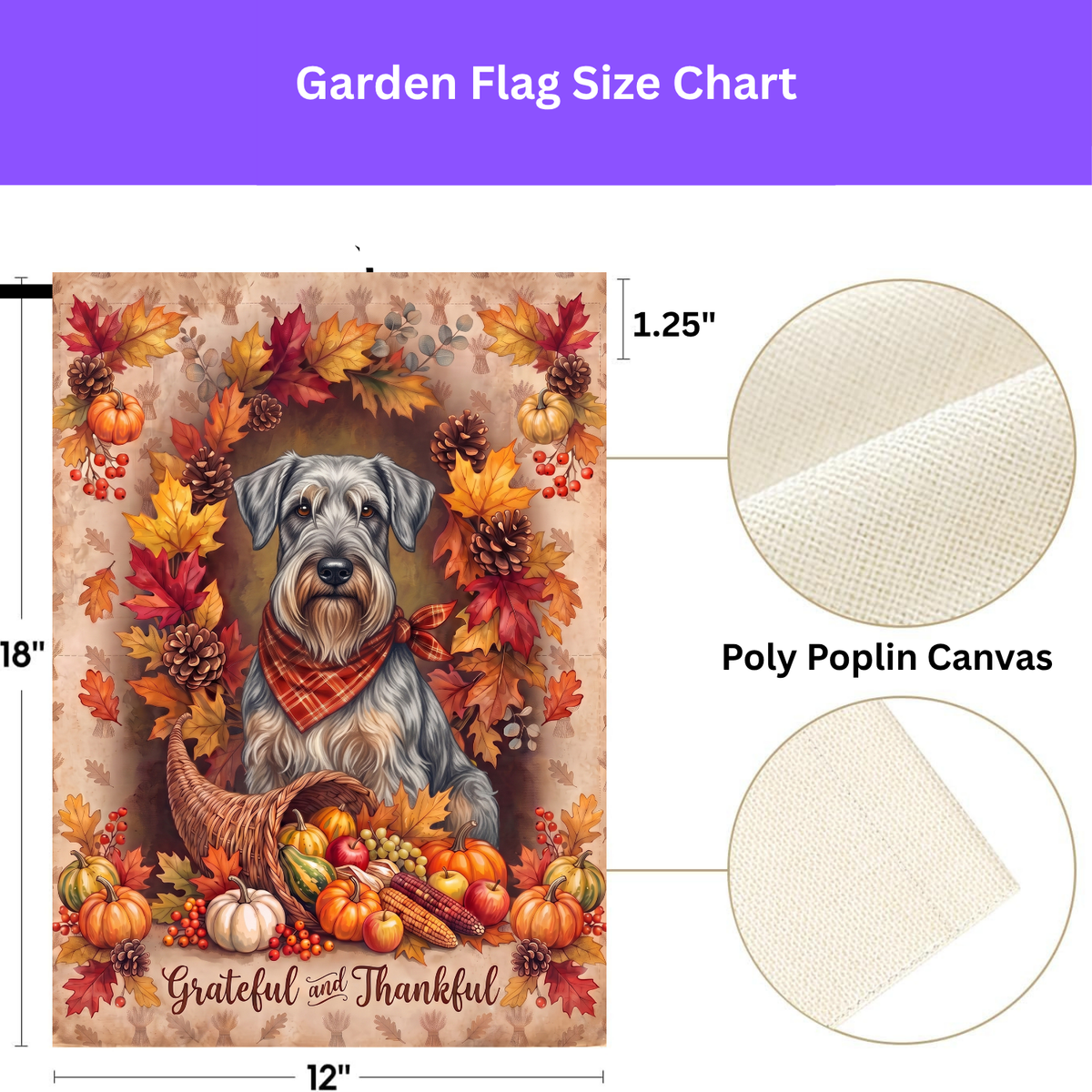 Grateful And Thankful Cesky Terrier Thanksgiving Garden Flag