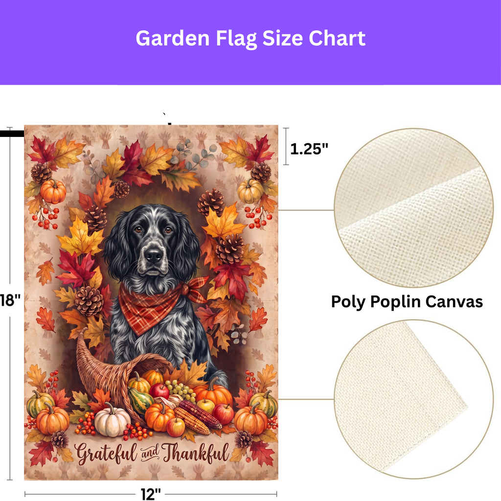 Grateful And Thankful Blue Picardy Spaniel Thanksgiving Garden Flag