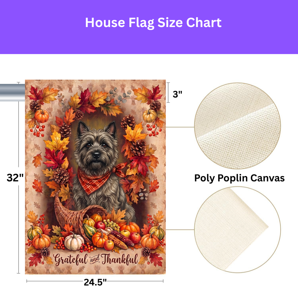Grateful And Thankful Cairn Terrier Thanksgiving Garden Flag