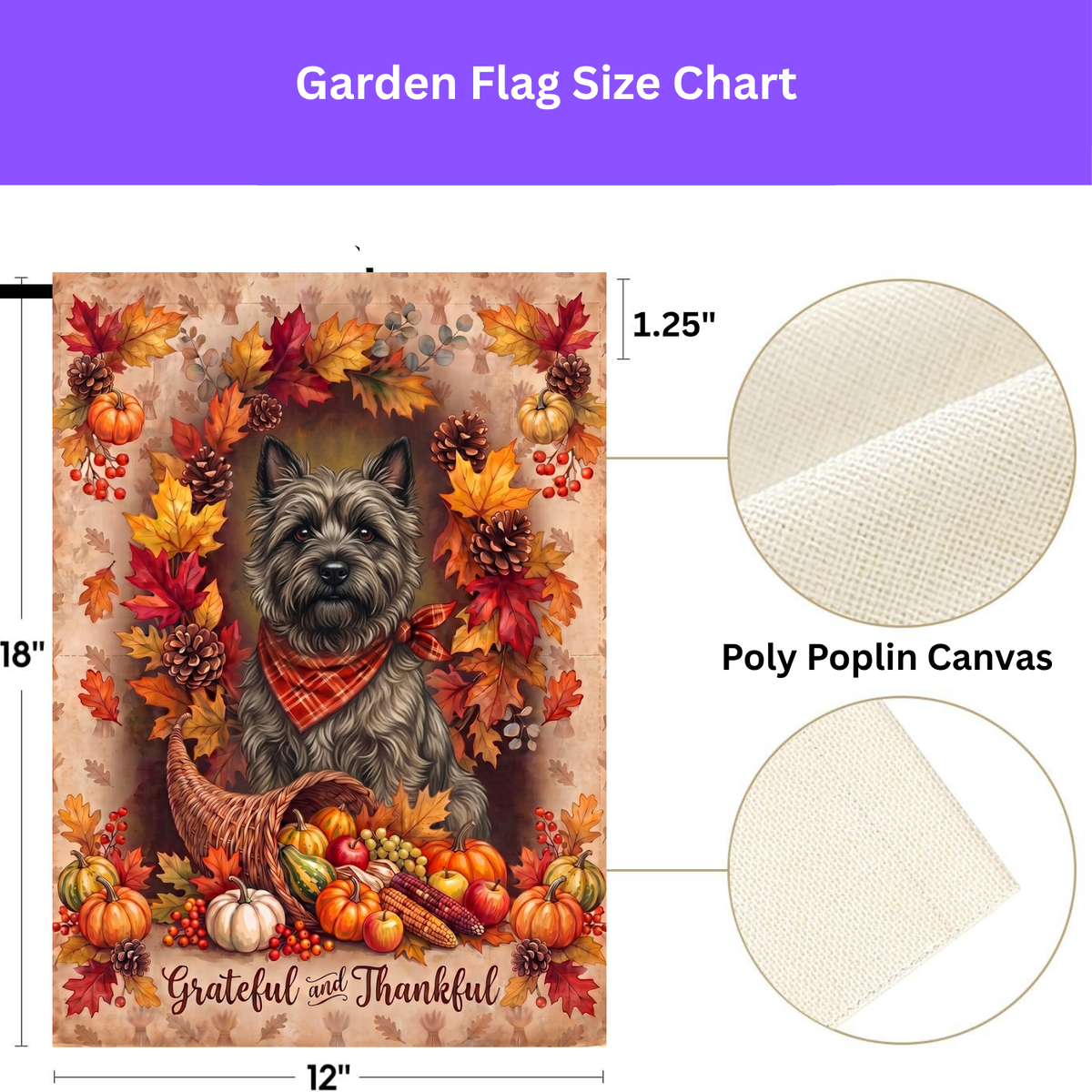 Grateful And Thankful Cairn Terrier Thanksgiving Garden Flag