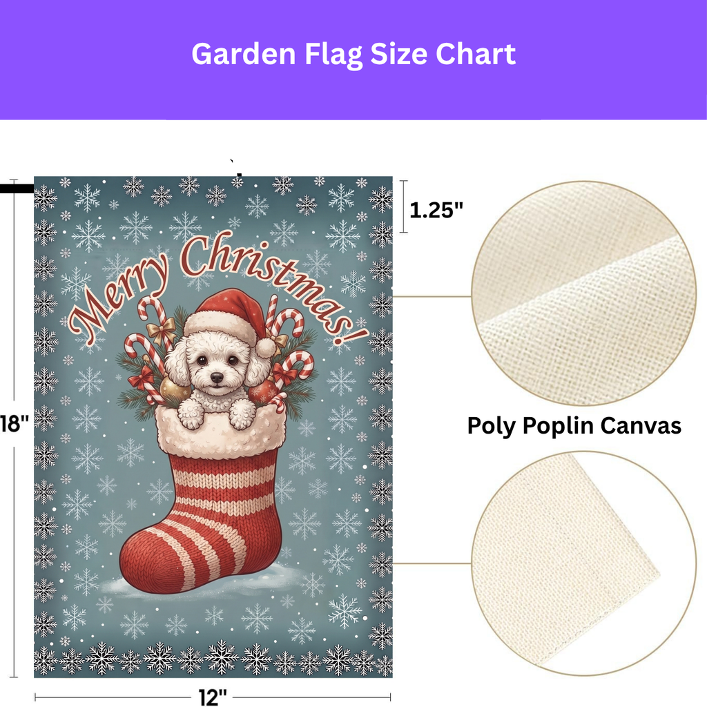 White Toy Poodle And Christmas Garden Flag