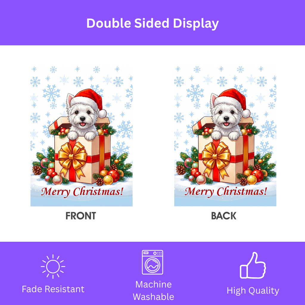 Westie And Christmas Present Garden Flag