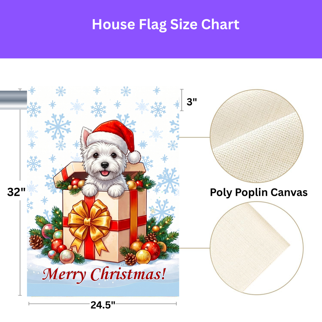 Westie And Christmas Present Garden Flag