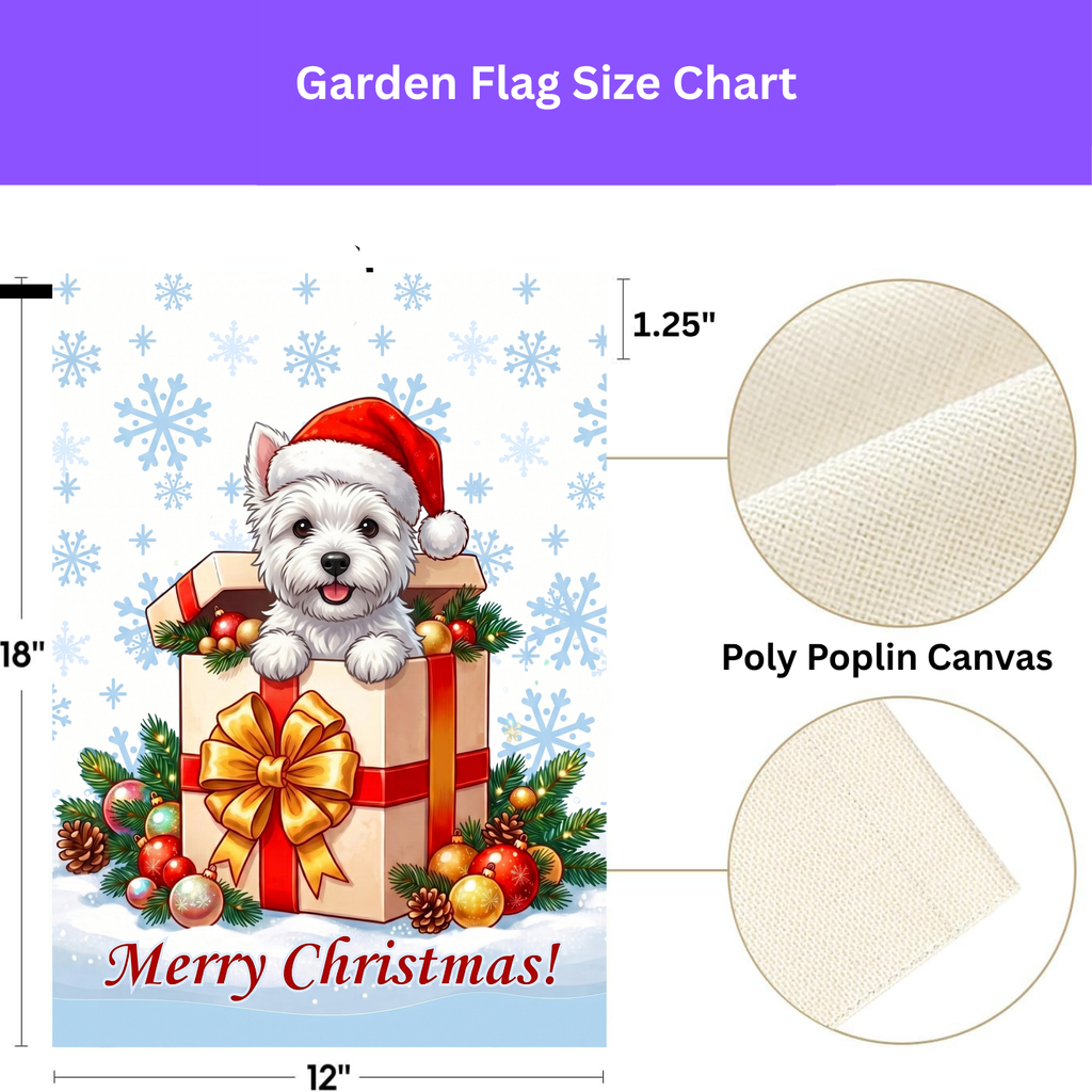 Westie And Christmas Present Garden Flag