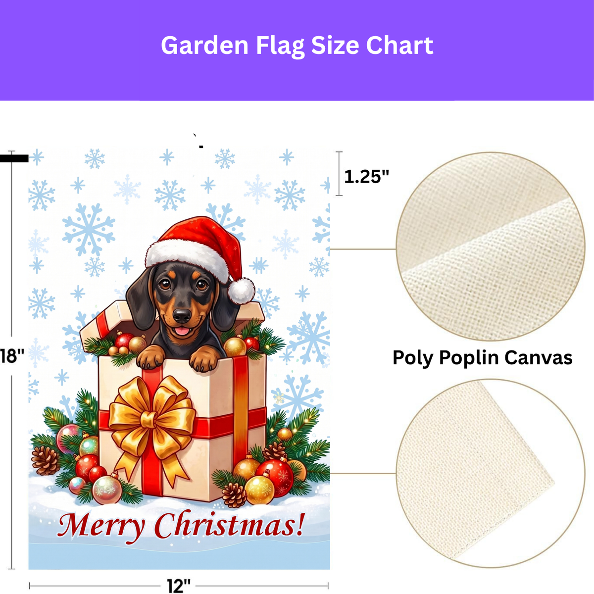 Short Hair Dachshund And Christmas Present Garden Flag