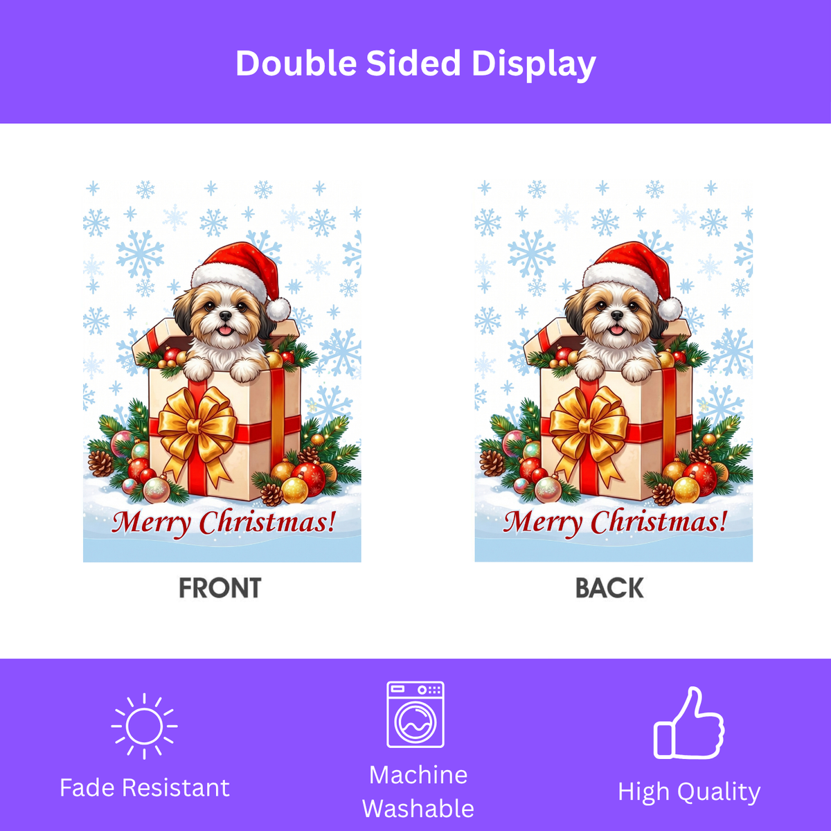 Shih Tzu And Christmas Present Garden Flag