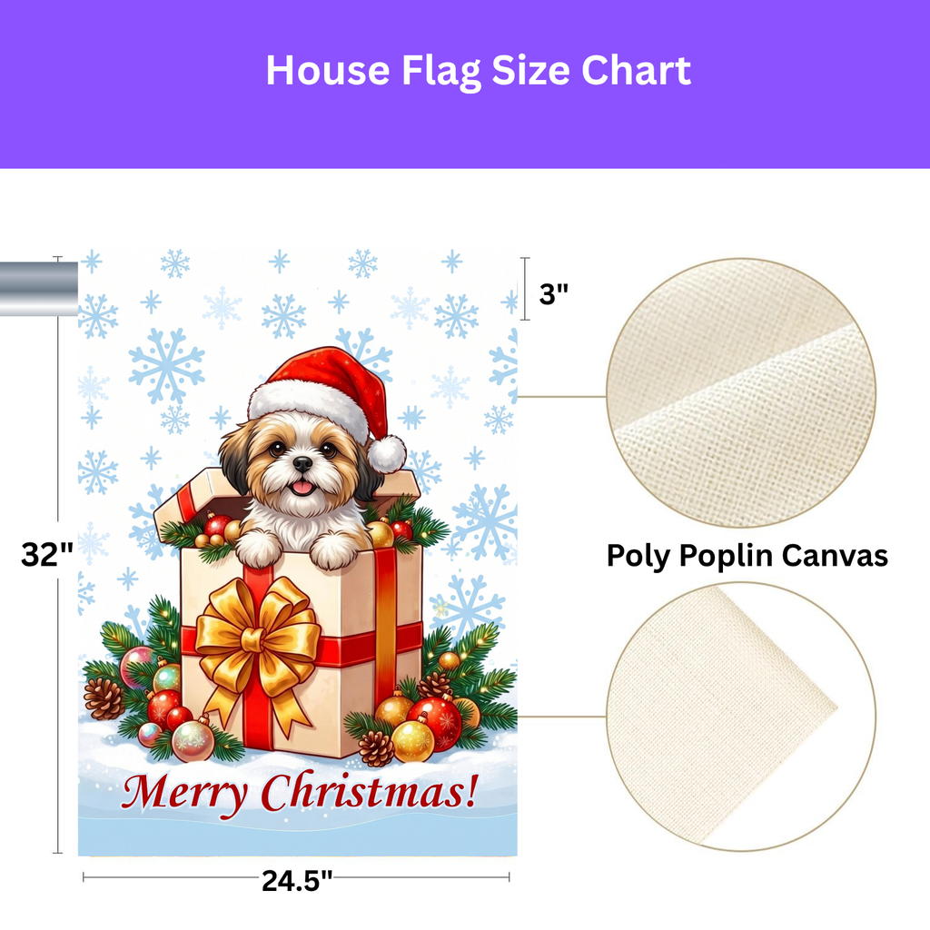 Shih Tzu And Christmas Present Garden Flag