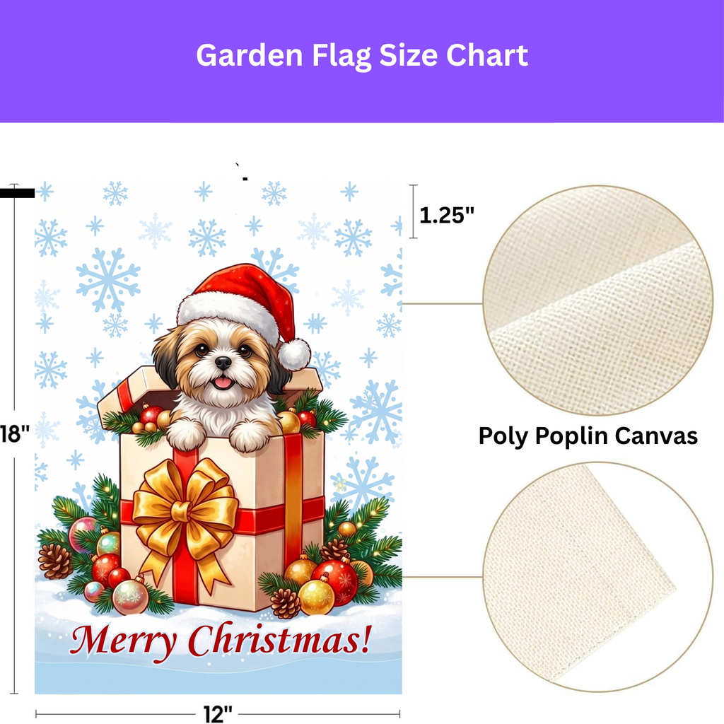 Shih Tzu And Christmas Present Garden Flag