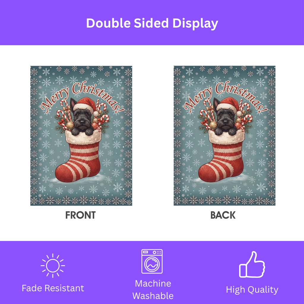 Scottish Terrier And Christmas Stocking Garden Flag