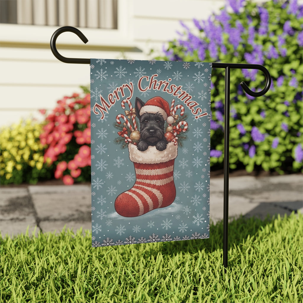 Scottish Terrier And Christmas Stocking Garden Flag