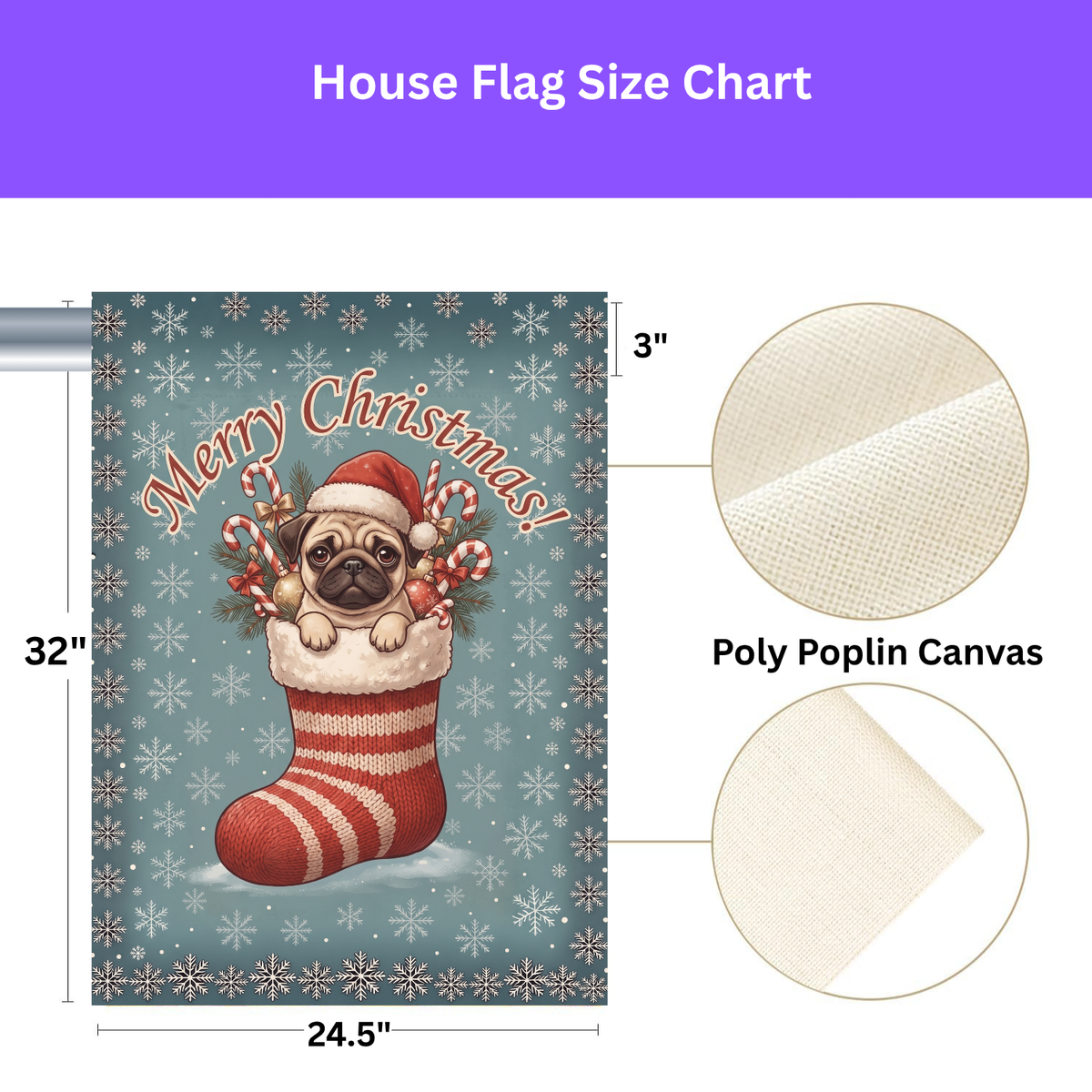 Pug And Christmas Stocking Garden Flag