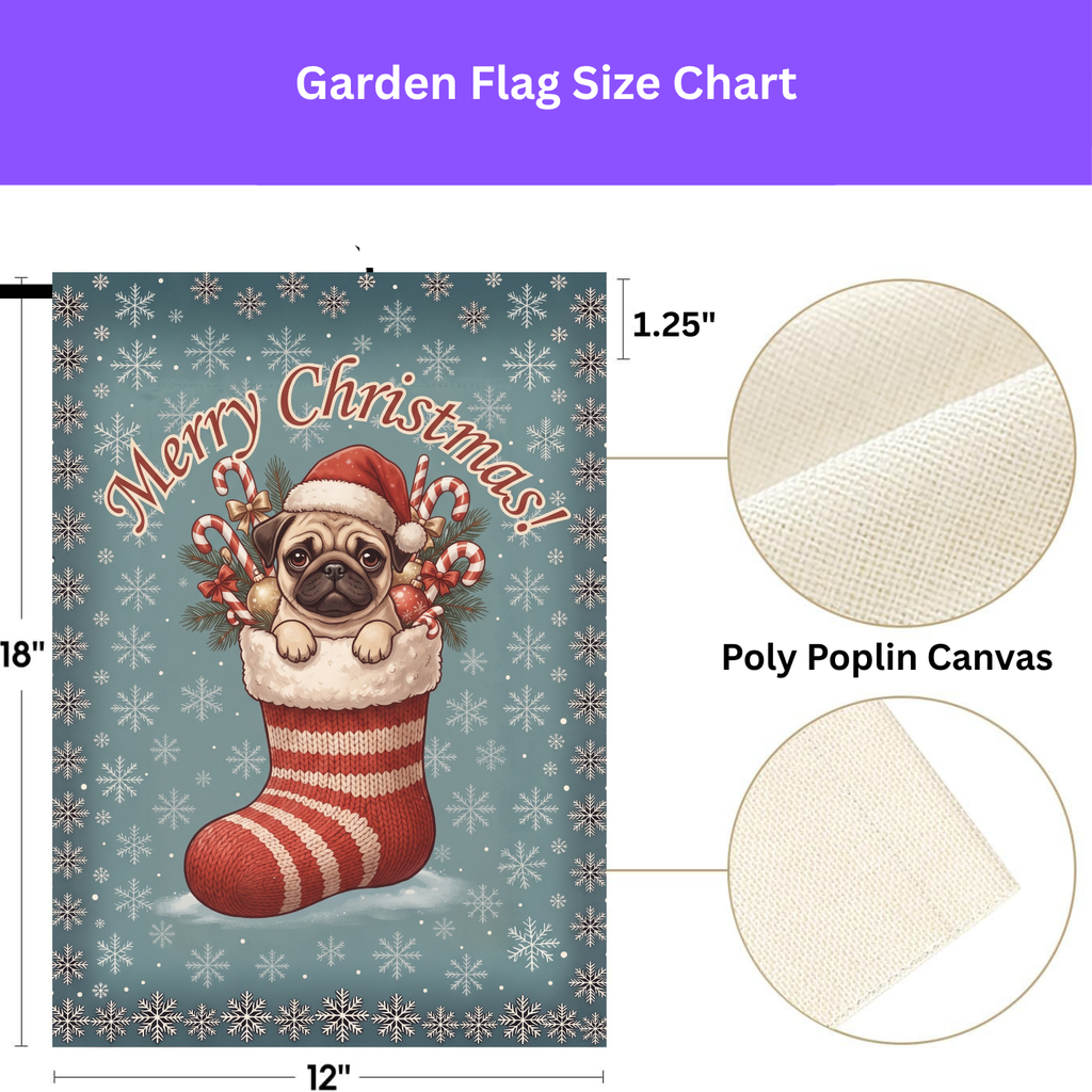 Pug And Christmas Stocking Garden Flag