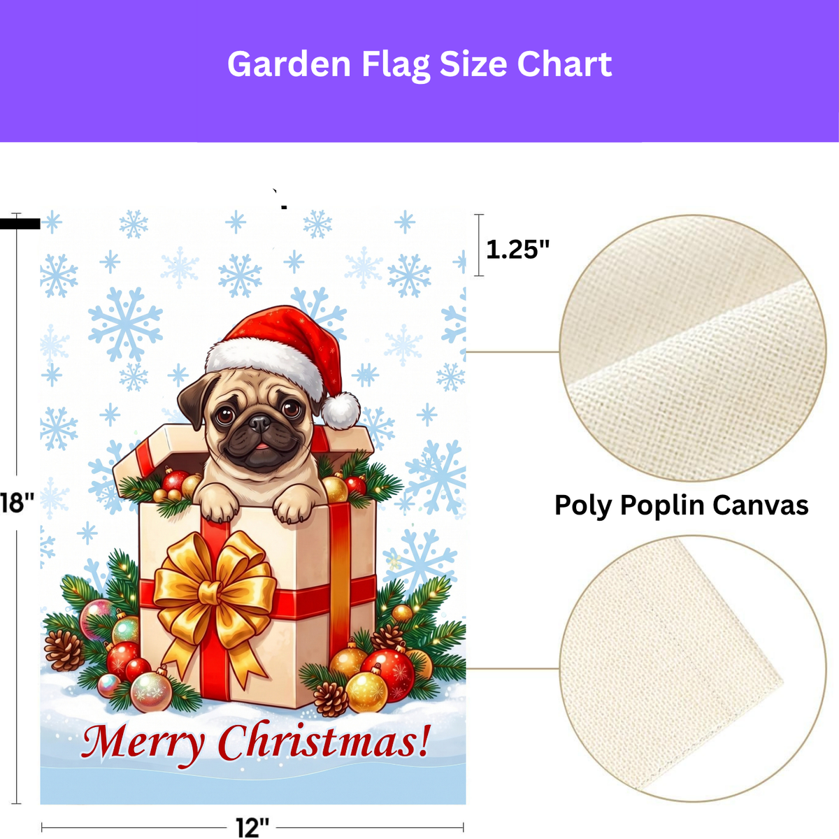 Pug And Christmas Present Garden Flag