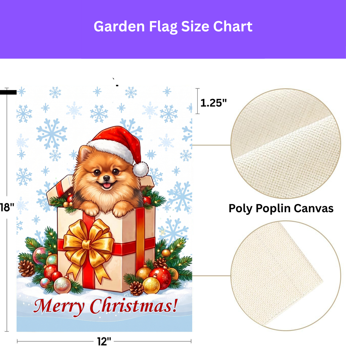 Pomeranian And Christmas Present Garden Flag