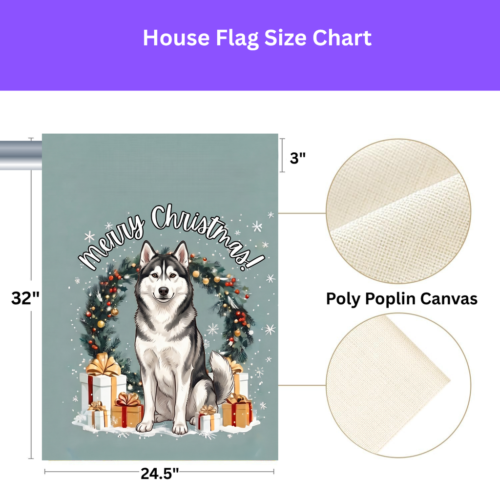 Merry Christmas Siberian Husky Garden Flag
